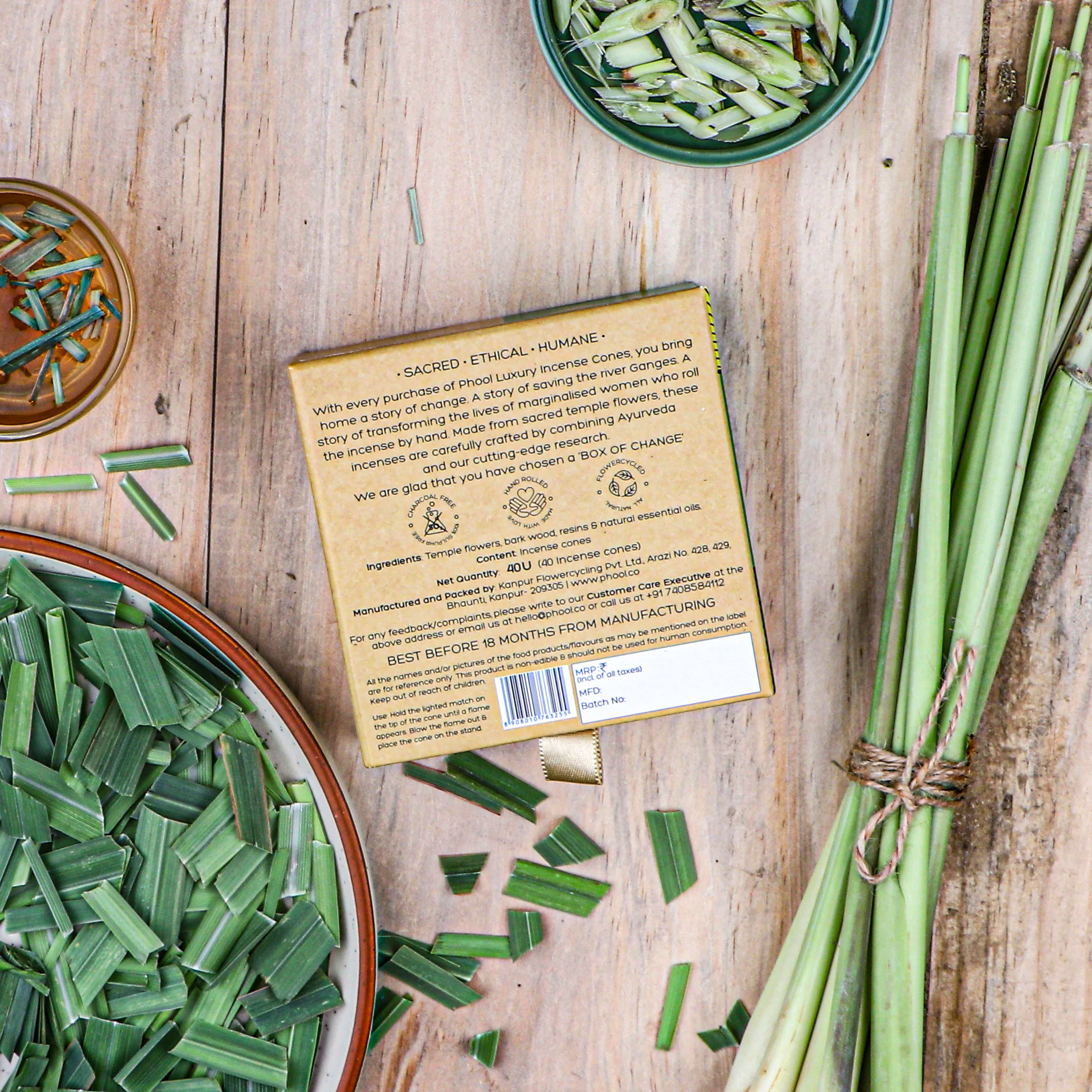 Phool Natural Incense Cones - Lemongrass - Image 4