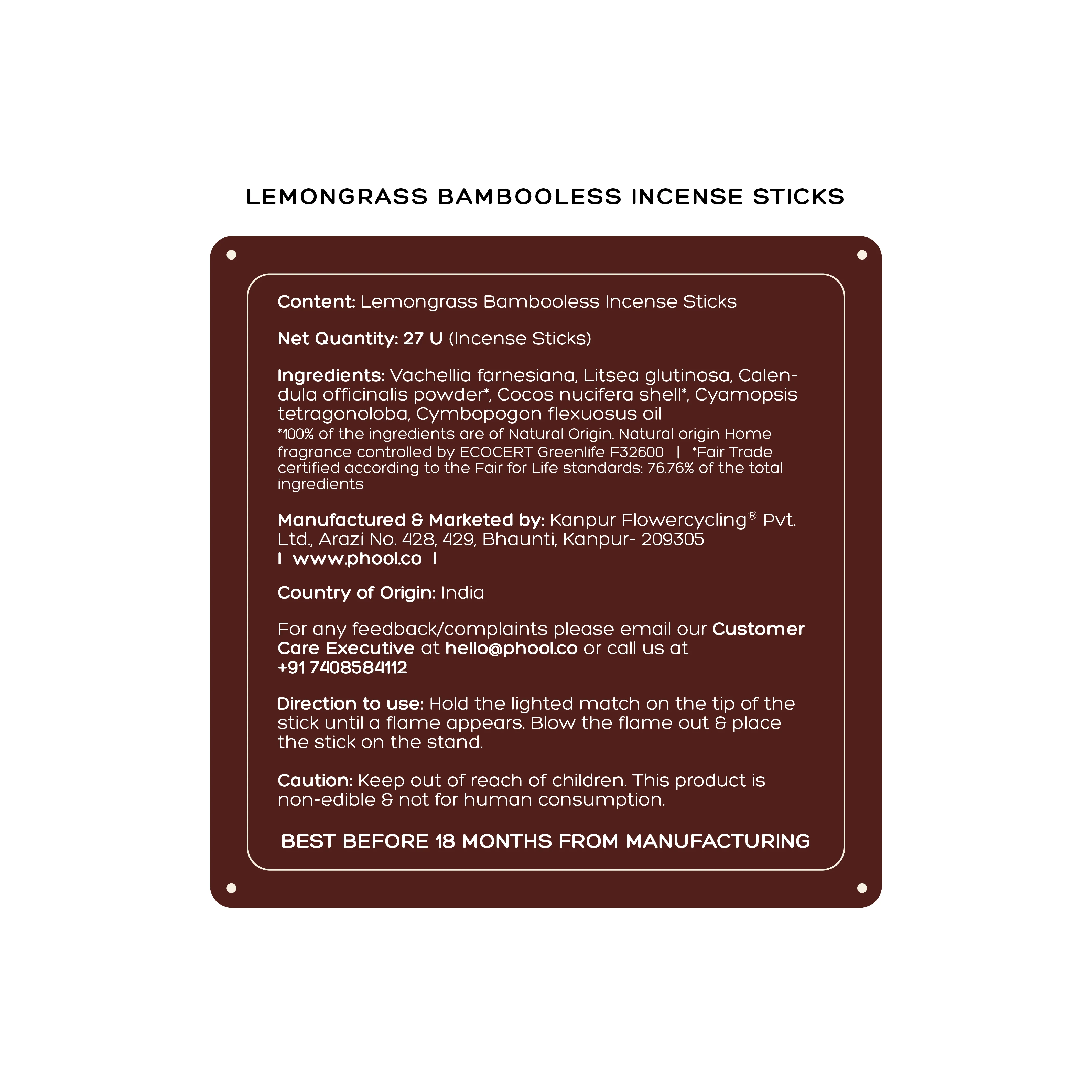 Phool Bambooless Incense Sticks - Lemongrass - Image 5