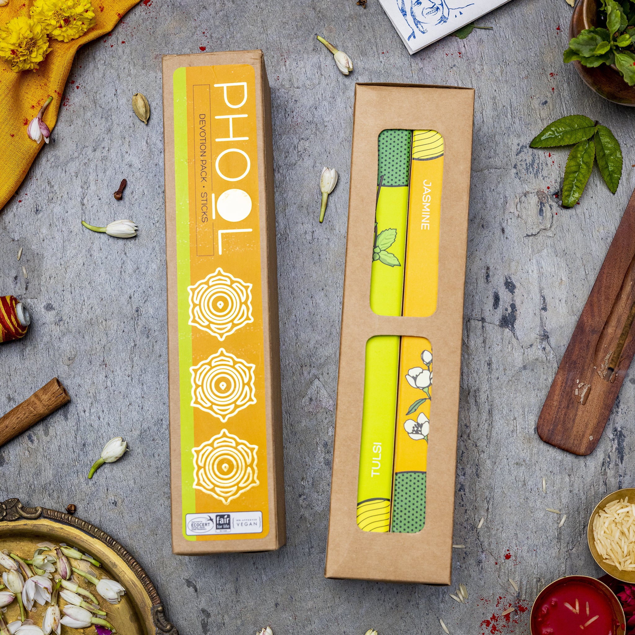 Phool Devotion Pack - Natural Incense Sticks (Tulsi & Jasmine) - Image 4