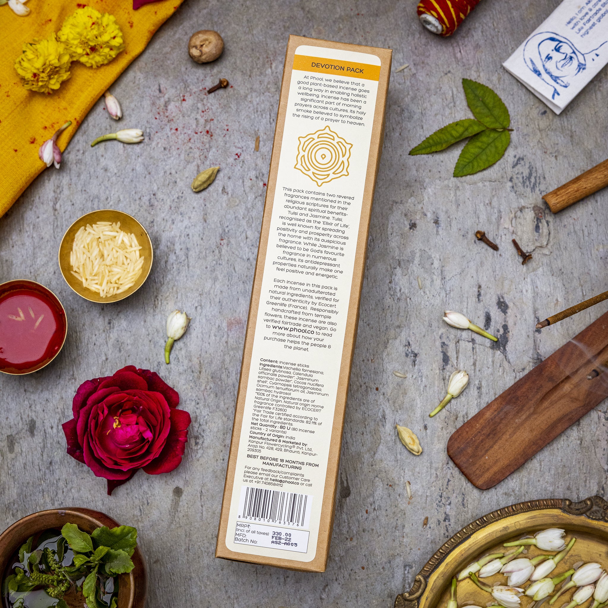 Phool Devotion Pack - Natural Incense Sticks (Tulsi & Jasmine) - Image 6