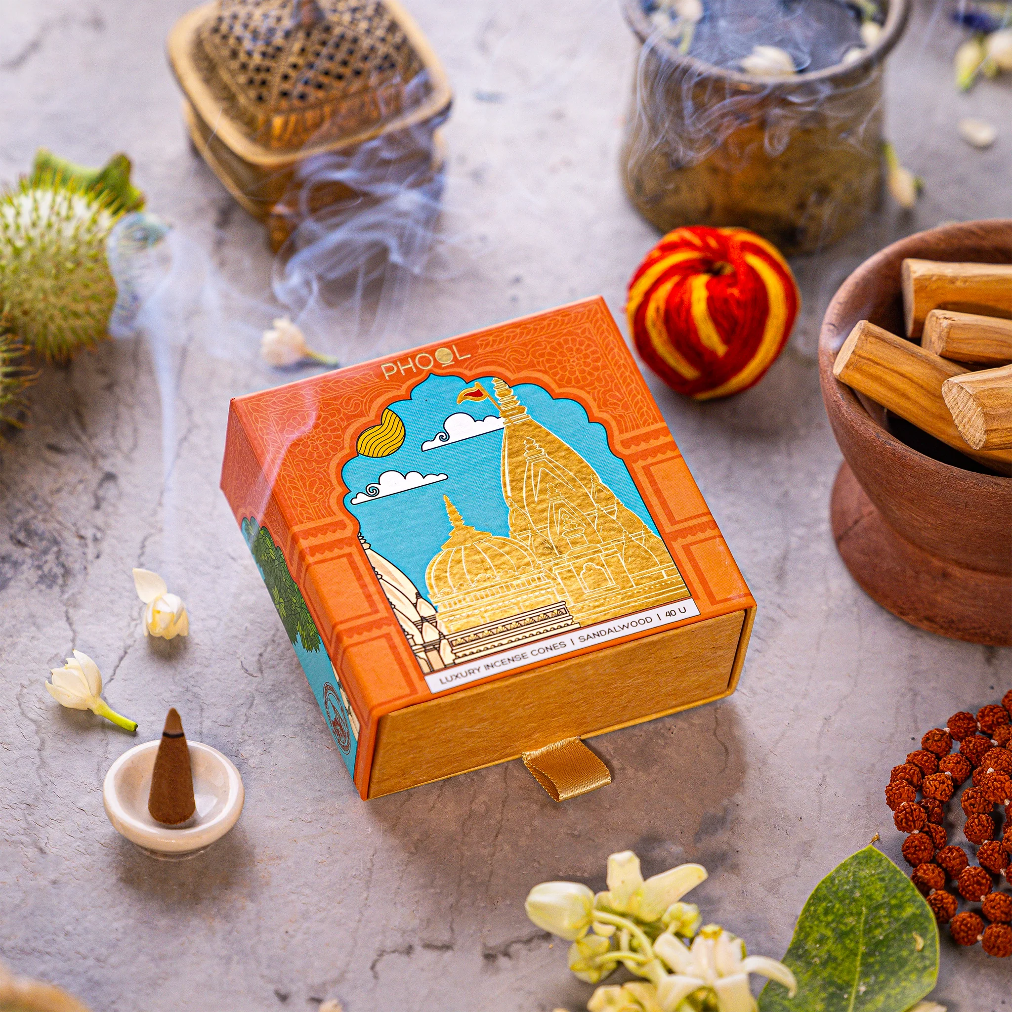 Phool  KVT Sandalwood Incense Cones - Image 4